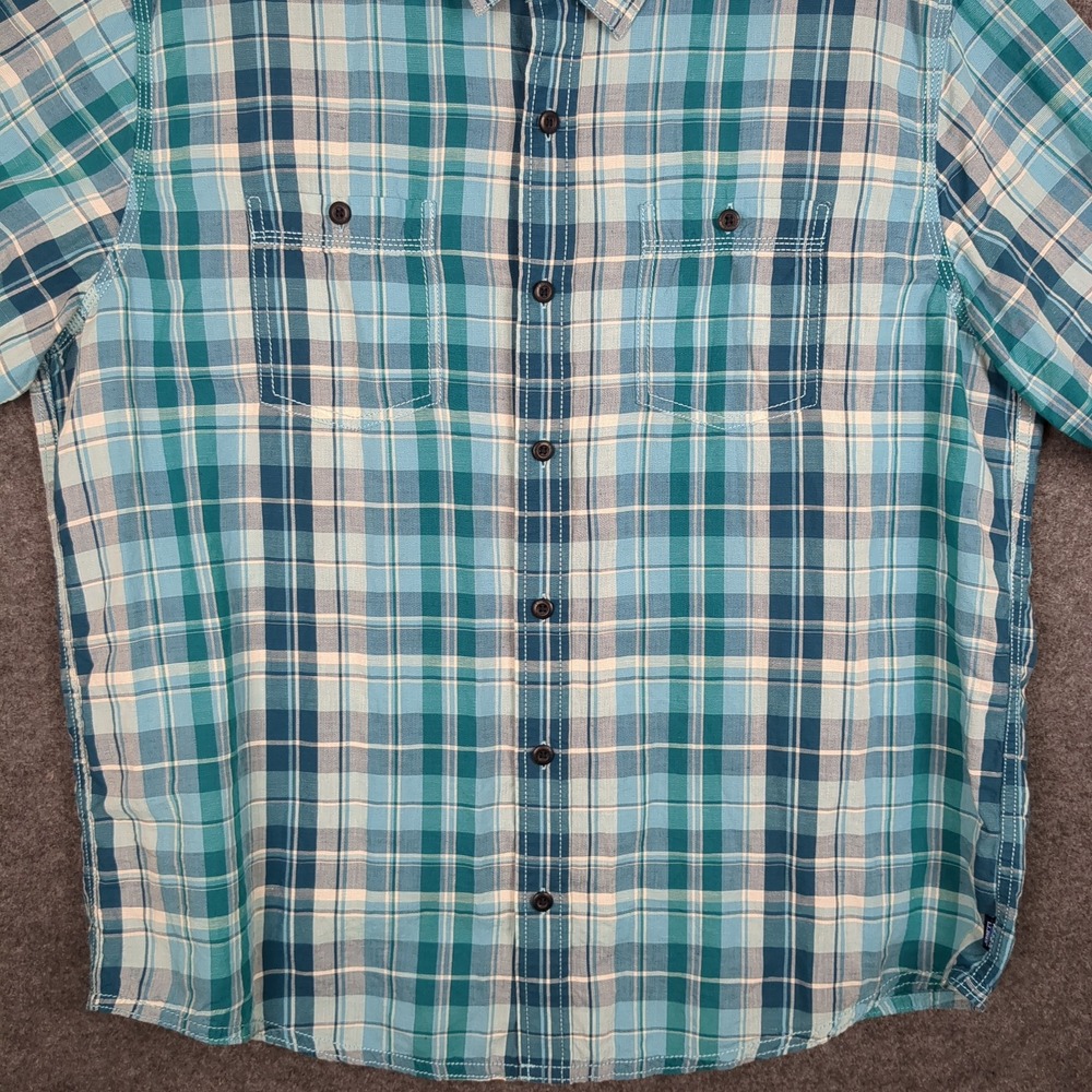 LL Bean Traditional Fit Short Sleeve Plaid Shirt Men‎ L-Reg Cotton Linen Tencel - Picture 5 of 12